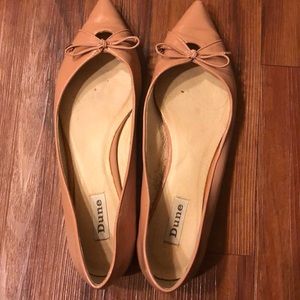 Dune London pink pointed toe patent leather flats